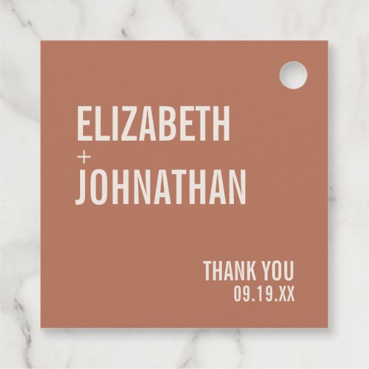 Simple Boho Typografy Wedding Vielen Dank Geschenkanhänger (Rückseite)