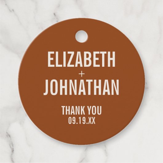 Simple Boho Typografy Wedding Vielen Dank Geschenkanhänger (Vorderseite)