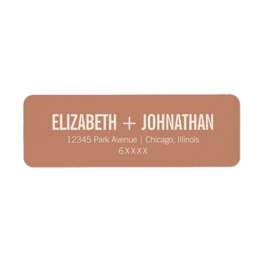 Simple Boho Typography Clay Wedding Address Label (Vorne)