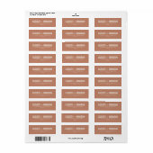 Simple Boho Typography Clay Wedding Address Label (Vorne)