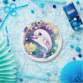 Simple Boho Underwater Dolphin Birthday Pappteller