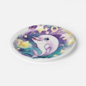 Simple Boho Underwater Dolphin Birthday Pappteller (Schrägansicht)