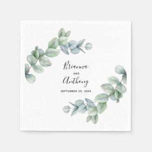 Simple Boho Watercolor Eukalyptus Greenerity Weddi Serviette