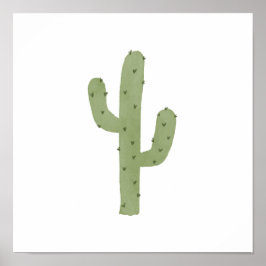 Simple Boho Watercolor Green Cactus Poster