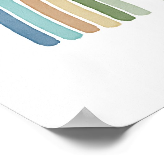 Simple Boho Watercolor Rainbow Blue Poster (Ecke)