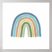 Simple Boho Watercolor Rainbow Blue Poster (Vorne)