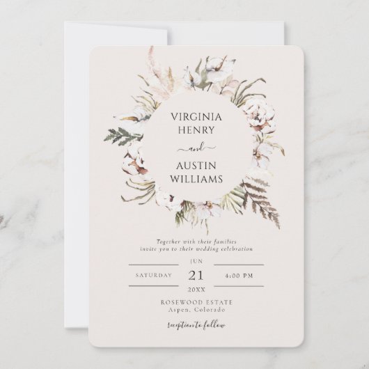 Simple Boho Wedding Einladung (Vorderseite)