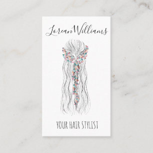 Simple Boho Wedding Hair Stylist Romantic QR Code Visitenkarte