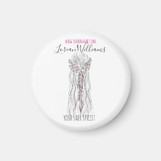 Simple Boho Wedding Hair Stylist Romantische Blume Magnet (Vorne)