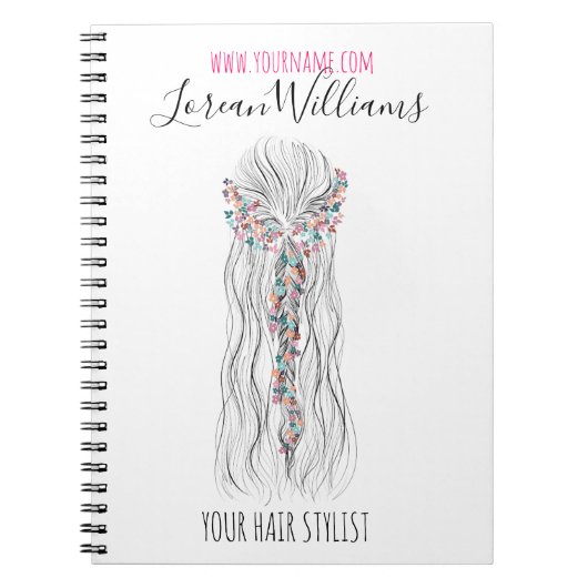 Simple Boho Wedding Hair Stylist Romantische Blume Notizblock (Vorderseite)