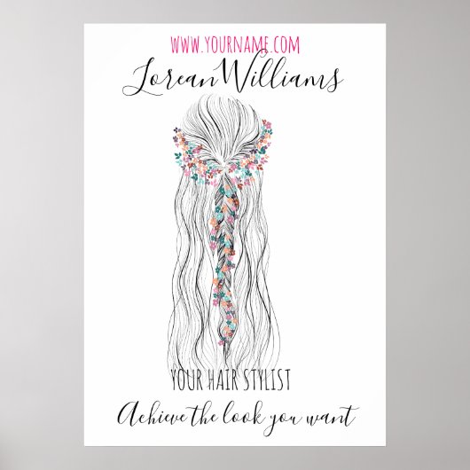 Simple Boho Wedding Hair Stylist Romantische Blume Poster (Vorne)