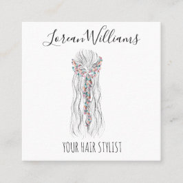 Simple Boho Wedding Hair Stylist Romantische Blume Terminkarte