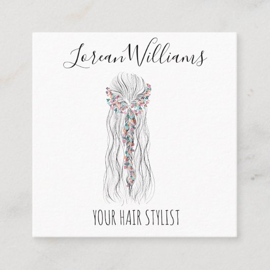 Simple Boho Wedding Hair Stylist Romantische Blume Terminkarte (Vorderseite)