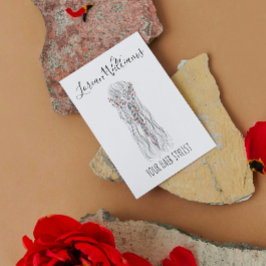 Simple Boho Wedding Hair Stylist Romantische Blume Visitenkarte