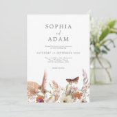 Simple Boho Wildblume Floral Wedding Einladung (Stehend Vorderseite)