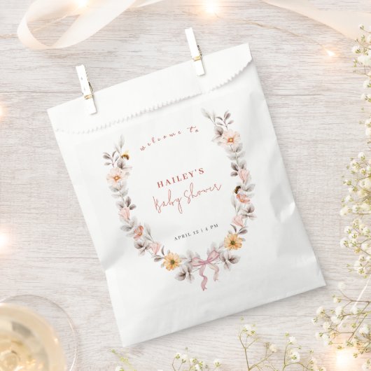 Simple Boho Wildblume Wreath Welcome Baby Dusche Geschenktütchen (Ausgeschnitten)