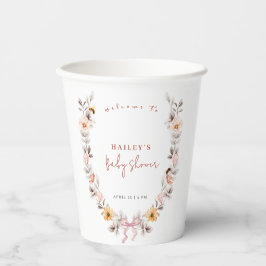 Simple Boho Wildblume Wreath Welcome Baby Dusche Pappbecher