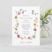 Simple Boho Wildblumen Wreath | Graduierungspartei Einladung (Stehend Vorderseite)