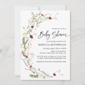 Simple Boho Wreath Wildblume Babydusche Einladung (Vorderseite)