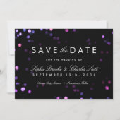 Simple Bokeh Glam Black & Pink Save the Date (Vorderseite)
