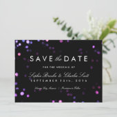 Simple Bokeh Glam Black & Pink Save the Date (Stehend Vorderseite)