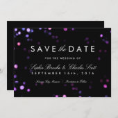Simple Bokeh Glam Black & Pink Save the Date (Vorne/Hinten)