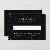 Simple Bokeh Glam Black & Pink Wedding RSVP (Vorne/Hinten)