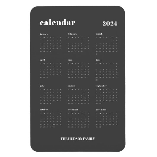 SImple Bold 2024 Dark Gray Calendar Magnet (Vertikal)