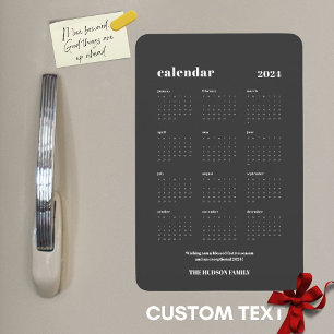 SImple Bold 2024 Dark Gray Calendar Magnet