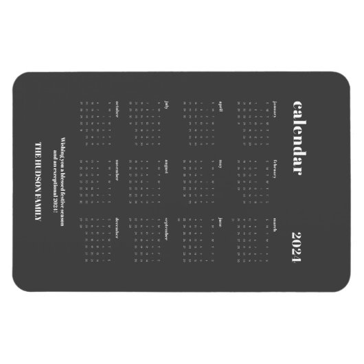 SImple Bold 2024 Dark Gray Calendar Magnet (Horizontal)
