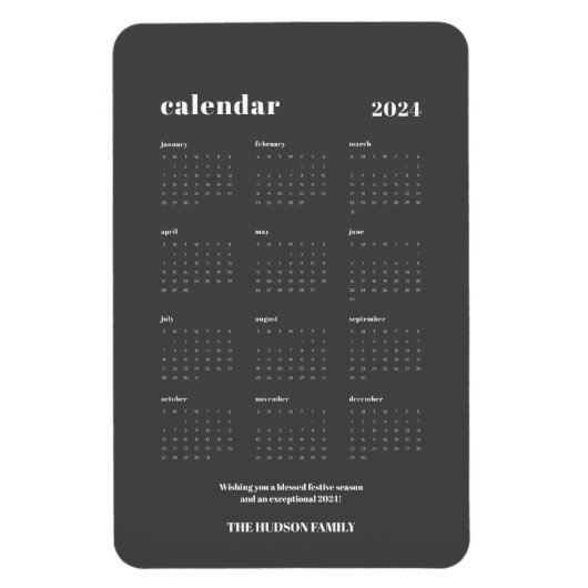 SImple Bold 2024 Dark Gray Calendar Magnet (Vertikal)