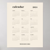 SImple Bold | Creme und Black 2024 Kalender Poster (Vorne)