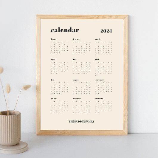 SImple Bold | Creme und Black 2024 Kalender Poster