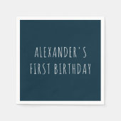 Simple Bold Dark Blue First Birthday Party Serviette (Vorderseite)