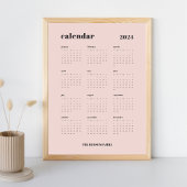 SImple Bold | Rosa und Schwarz 2024 - Kalender Poster