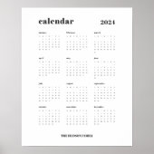 SImple Bold | Schwarz-Weiß-Kalender 2024 Poster (Vorne)