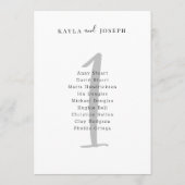 Simple Bold Wedding Guest List Table Number 1 Card Einladung (Rückseite)