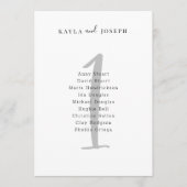 Simple Bold Wedding Guest List Table Number 1 Card Einladung (Vorderseite)