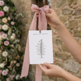 Simple Bold Wedding Guest List Table Number 1 Card Einladung
