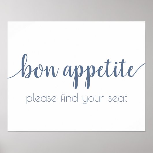 Simple Bon Appetit | Dusty Blue Any Event Sign Poster (Vorne)