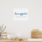 Simple Bon Appetit | French Blue Any Event Sign Poster (Küche)