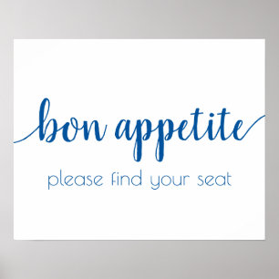 Simple Bon Appetit   French Blue Any Event Sign Poster