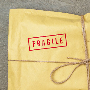 Simple Border Bold Red Fragile Permastempel