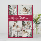 Simple Bordo White 5 Foto Collage Weihnachten (Stehend Vorderseite)