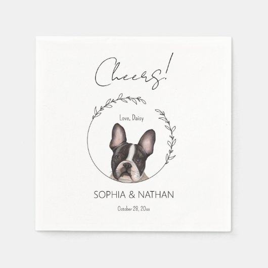 Simple Boston Terrier Dog Wedding Cocktail Serviette (Vorderseite)
