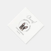 Simple Boston Terrier Dog Wedding Cocktail Serviette (Ecke)
