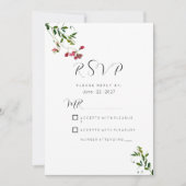 Simple botanic pink red green flowers RSVP Einladung (Vorderseite)