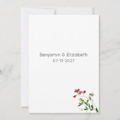Simple botanic pink red green flowers RSVP Einladung (Rückseite)