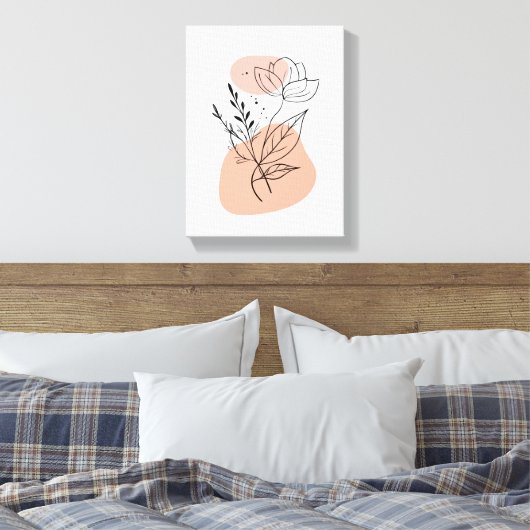 Simple Botanical Art Print – Faux Canvas Style Leinwanddruck (Insitu (Schlafzimmer))