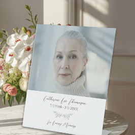 Simple Botanical Funeral Photo Pedestal Sign Sockelschild